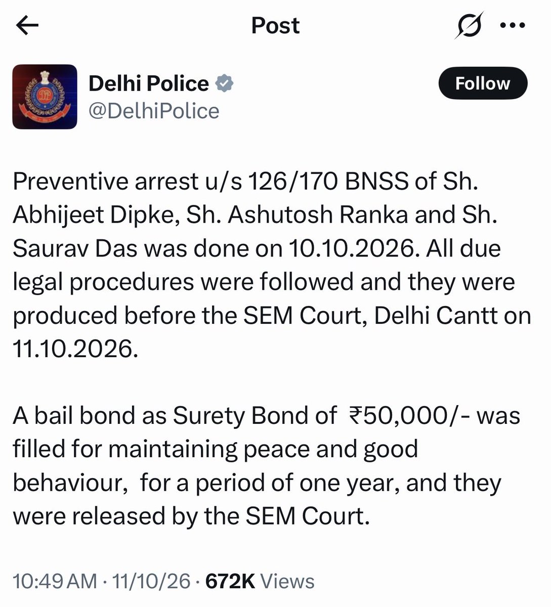 maananuj's tweet photo. @DelhiPolice आपसे अनुरोध है की कृपया कर अपना पक्ष रखें और देश की जानता को स्पष्टीकरण दे की कौन झूठ बोल रहा है ! @PMOIndia @CPDelhi @DCPSouthDelhi @DCPNewDelhi @DCPWestDelhi @DcpNorthDelhi 
@AshutoshRanka @SauravDassss @whattalawyer @CJP_for_India @Cockroachisback https://t.co/RacWuL3eoz