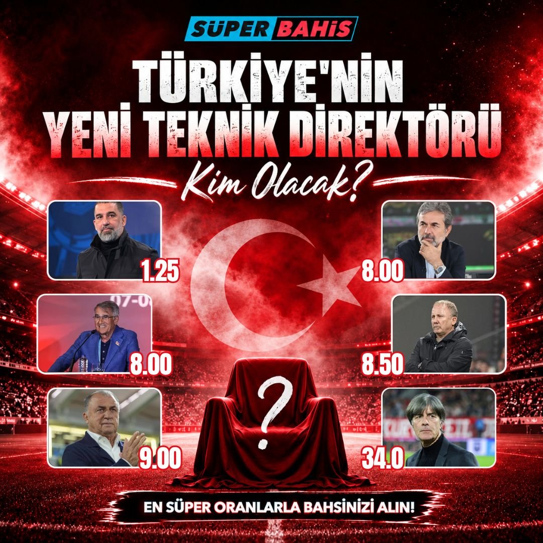 SuperbahisTR25's tweet photo. 🇹🇷 Türkiye'nin Yeni Teknik Direktörü Kim Olacak? 🇹🇷

❓Arda Turan, Fatih Terim, Şenol Güneş veya bir başkası..

🎯 En süper oranlar ile Süperbahis'ten '' Türkiye'nin Yeni Teknik Direktörü '' bahislerinizi almayı unutmayın!

Bahis almak için 👉 https://t.co/WJ4U23TtBo https://t.co/Z5LuIdGFh3