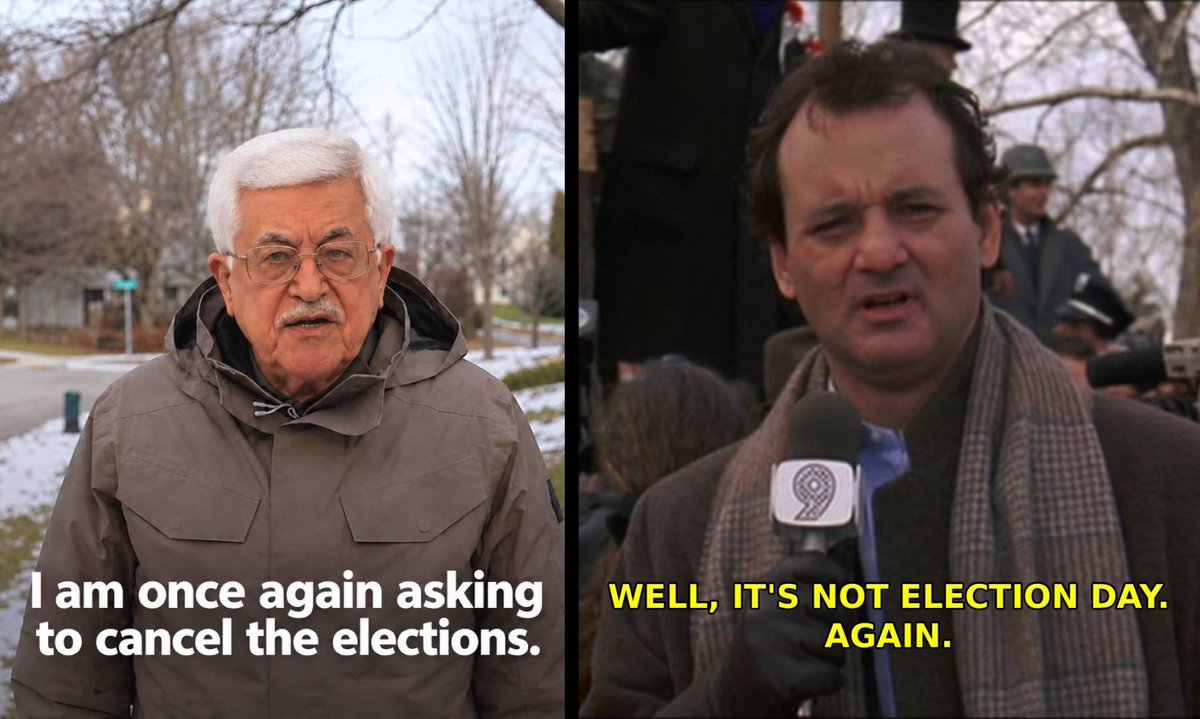 Israel's tweet photo. Act surprised: Mahmoud Abbas has canceled Palestinian elections yet again.

Elected in 2005 for a four-year term, he remains in power more than two decades later.

The excuses change. The president doesn't.

And somehow, the international community keeps buying it. https://t.co/K5dIADk6EE