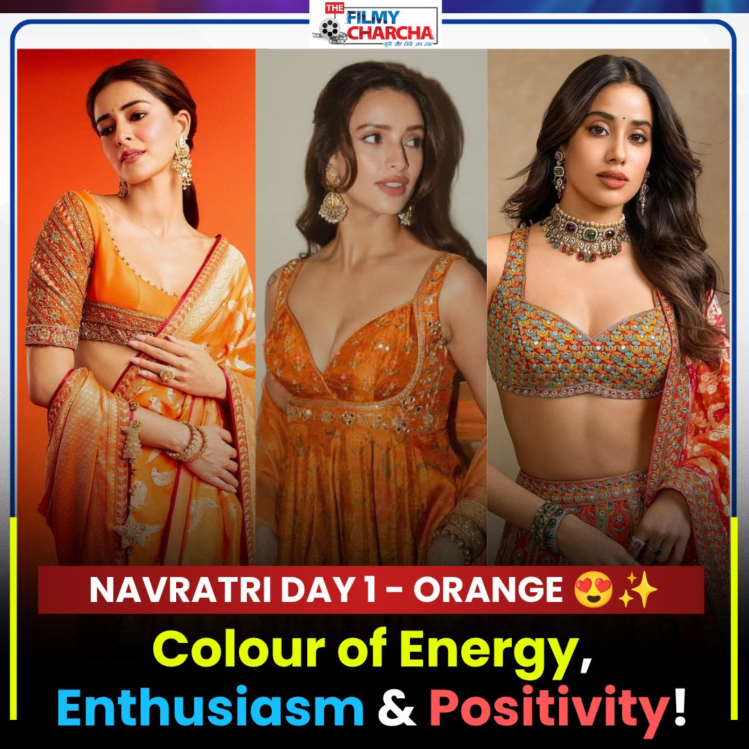 thefilmycharcha's tweet photo. Navratri Day 1 – Orange 🧡 Celebrating Maa Shailputri, the symbol of strength, devotion & new beginnings. 🌺🙏
Embrace positivity, spread happiness & let your inner light shine! ✨

Jai Mata Di! ❤️🙏

#Navratri #Day1 #MaaShailputri #OrangeDay #FestiveVibes

[ Janhvi Kapoor, Shilpa Shetty, Ananya Panday, Triptii Dimri, Madhuri Dixit, Shraddha Kapoor, Navratri Day1, Navratri 2026 ,Navratri, Viral, Trending ,For you]