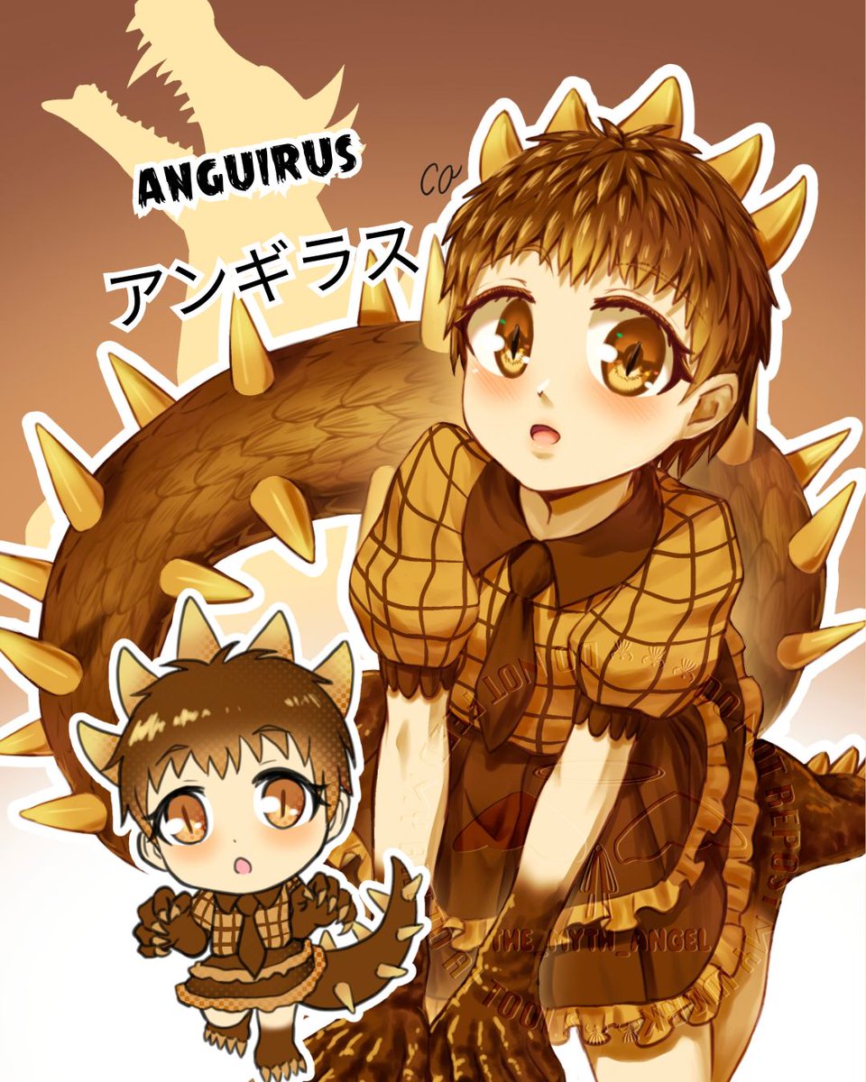 Themythangel's tweet photo. Turning Godzilla monsters into cute anime girls! (2/9) 🦔✨

💬 Short hair or long hair? Which would suit Anguirus better? 👀

#Godzilla #Anguirus #Gijinka https://t.co/bsyBE45sF5