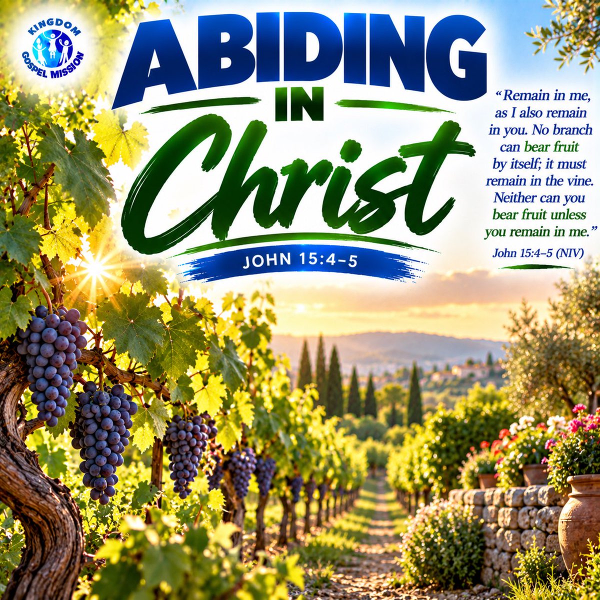 HeanRoger's tweet photo. Abiding in Christ
John 15:4–5
A branch cannot bear fruit when separated from its vine. Jesus says He is the vine and His disciples are the branches. Apart from Him,we can do nothing.
Abiding in Christ means depending on Him daily,trusting His promises,receiving His Word,praying… https://t.co/e4hlANglhL