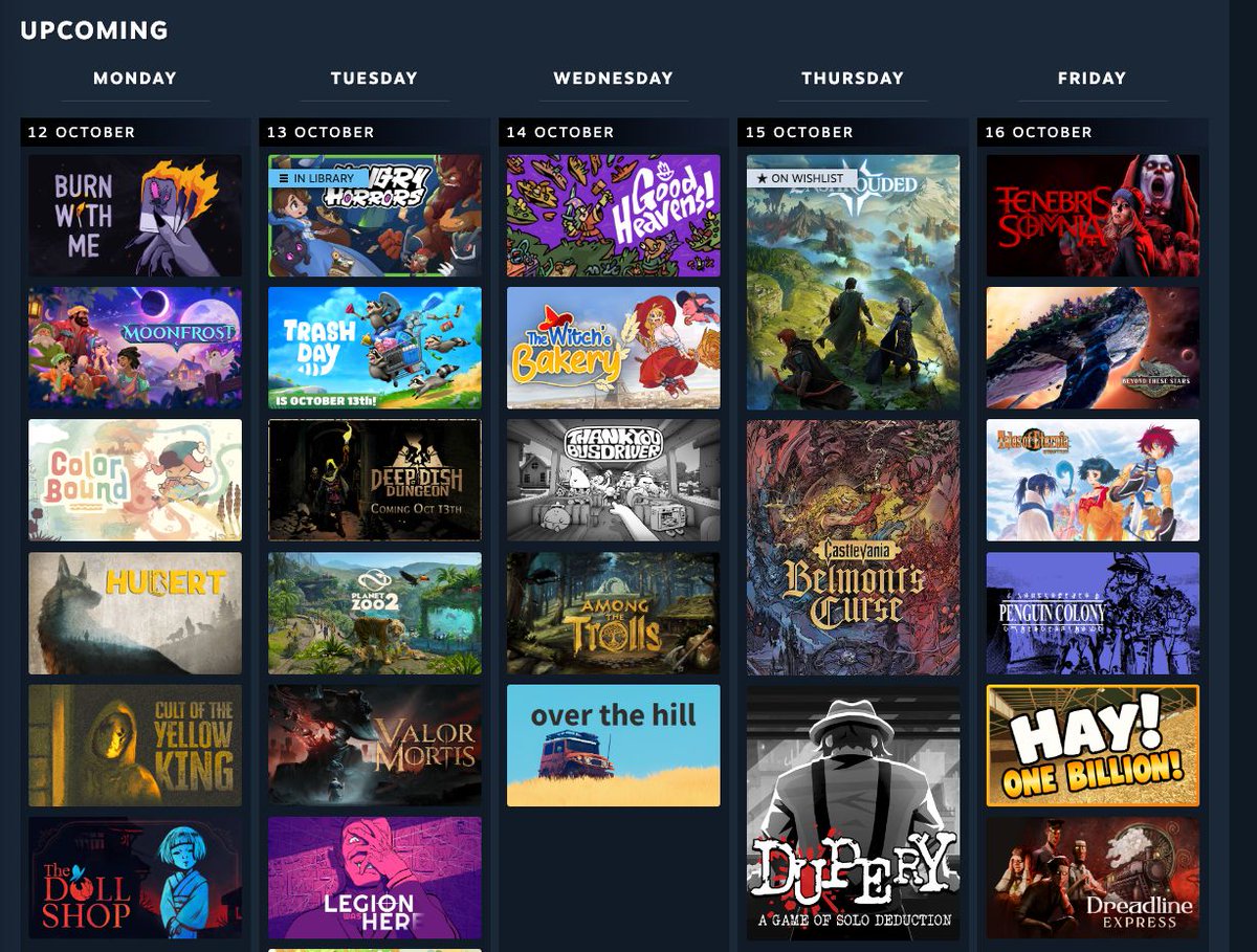 clumsybeargames's tweet photo. Valor Mortis, Panet Zoo 2,Total War: Shogun, Trash Day, Deep Dish Dungeon... there are sooo many bigger games releasing the same day as us. Whole week packed! Honestly no chance for visibility 🥲  Popular upcoming gone, calendar packed, how I supposed to get any visibility? 
#indiegamedev #gamedev #indiedev