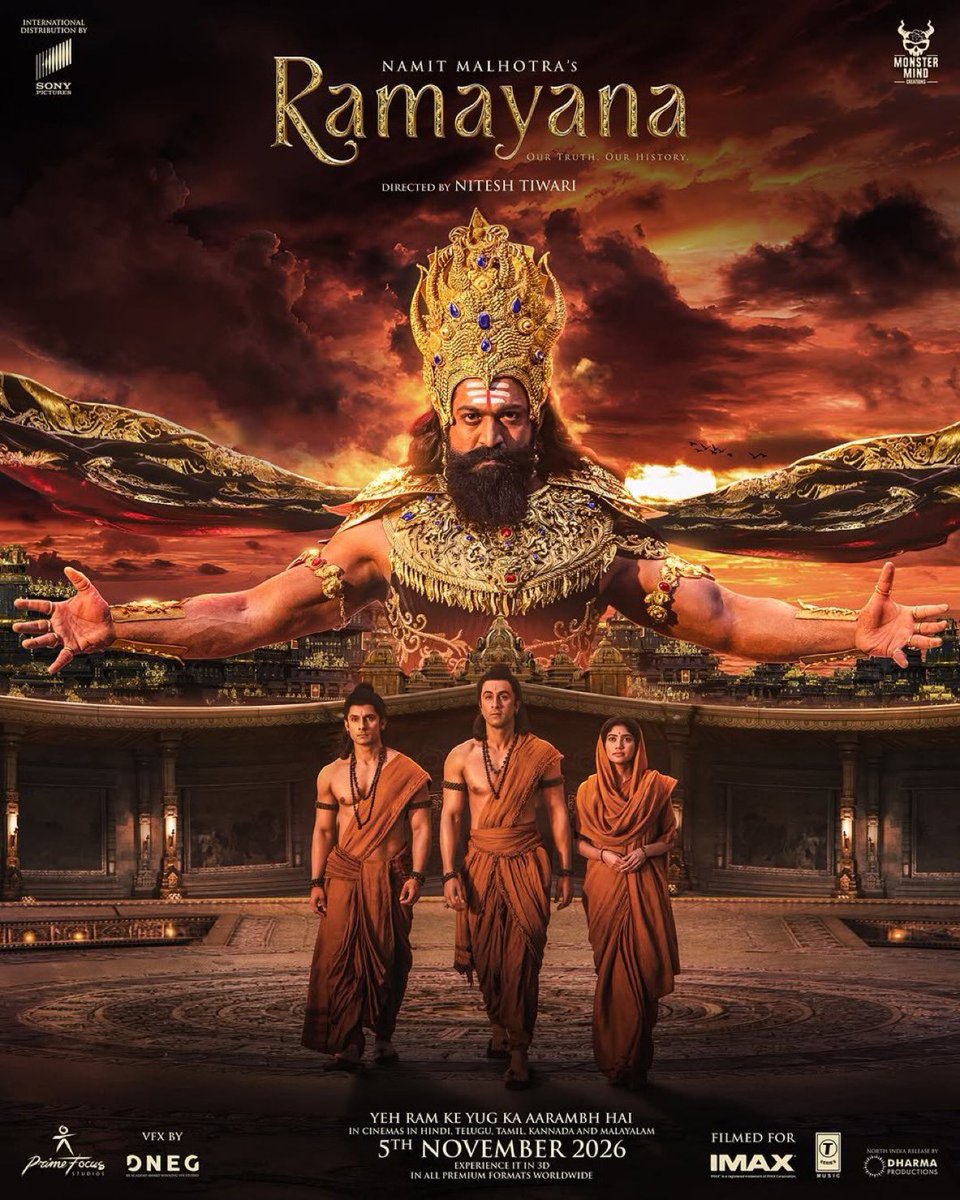 KshitizCritic's tweet photo. BANG ON AGAIN : Ramayana is going to release in India on 5th November, Expect Previews from 4th November, 4 Pm. 💥💥

Advances to start on 20th October, Dussehra, First Giveaway at 8 Pm Today, Stay Tuned. https://t.co/xtAkqfreLx