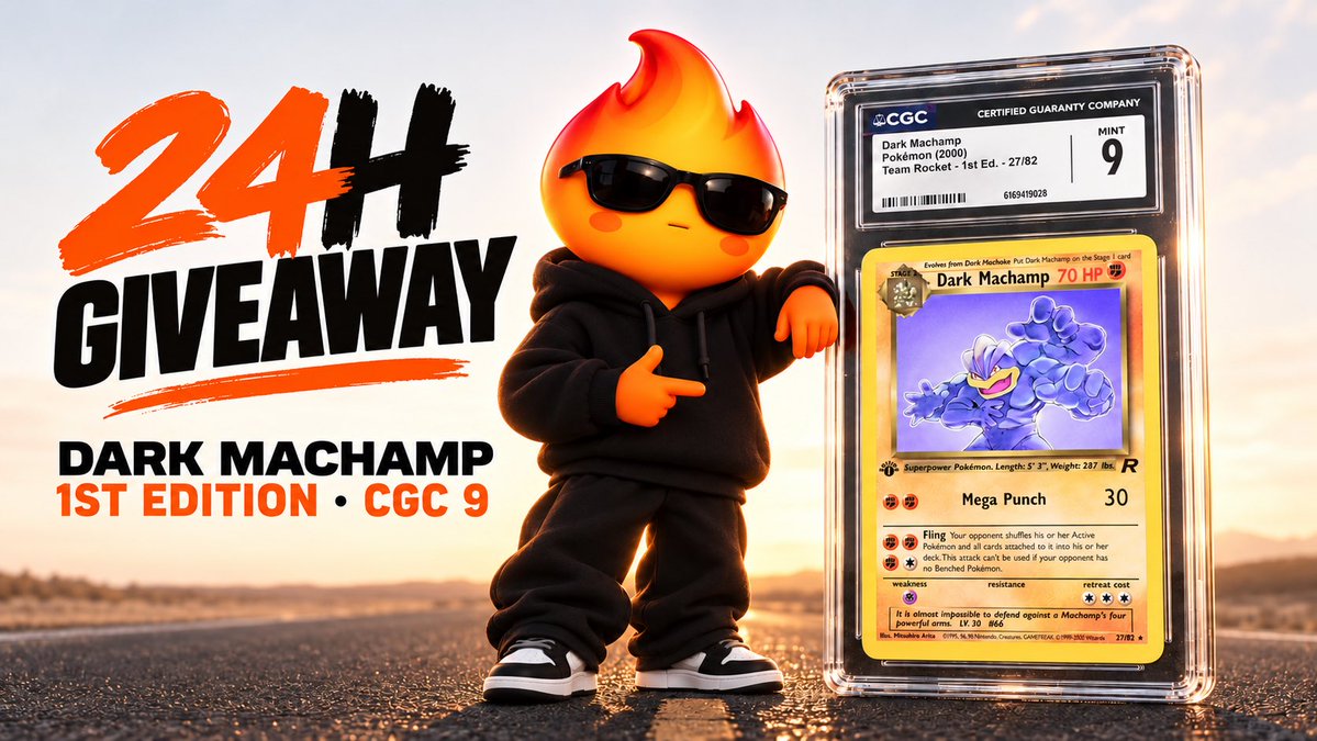 UsePackz's tweet photo. A little taste of next week. 🔥

We’re giving away this 1st Edition Dark Machamp - CGC 9.

To enter:
• Follow @UsePackz & @UsePackzPULLS 
• Like & repost
• Drop a comment below

You have 24 hours from this post. One winner will be randomly drawn from the comments after checking all steps.

One card. One winner. Yours next? 👀