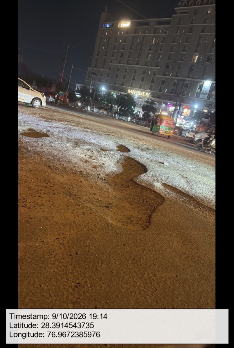 RTomer92's tweet photo. @DiprHaryana @NayabSainiBJP I raise 2 compalint for both but action has been inititated, 1st photo near shafire 83 mall, repired with only gsb within 1 week road get damaged and compalint no. 12917 was close . From last Nov-25

Sec -89 main road is also damaged approx 350mm deep pothole complaint id-134080 https://t.co/ee07Do7bEI