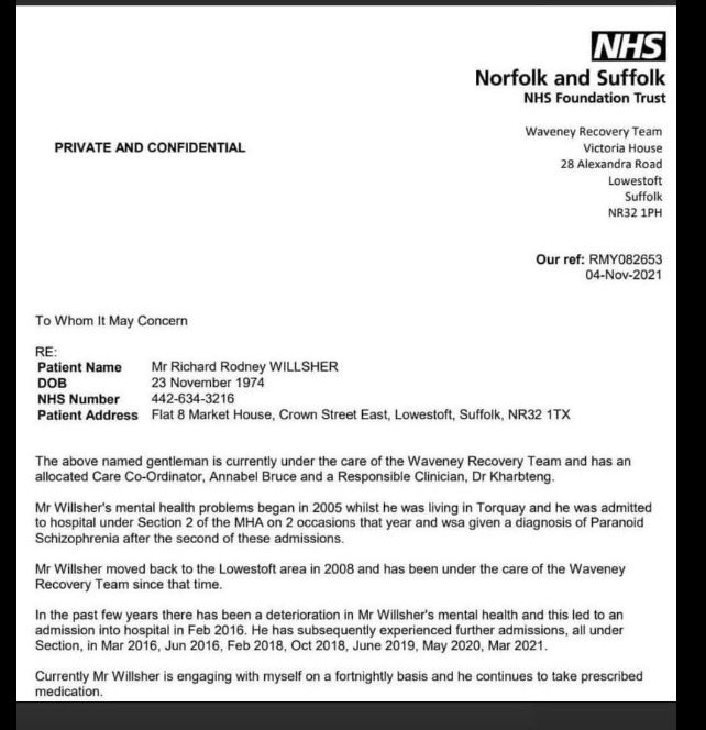 Cuntfucker88's tweet photo. i’ve never been sectioned in my name. Explain this then. @suffolkcc @LowestoftPolice @SuffolkPolice @NorfolkPolice @HMCTSgovuk @MoJGovUK https://t.co/olG1eIJMuN