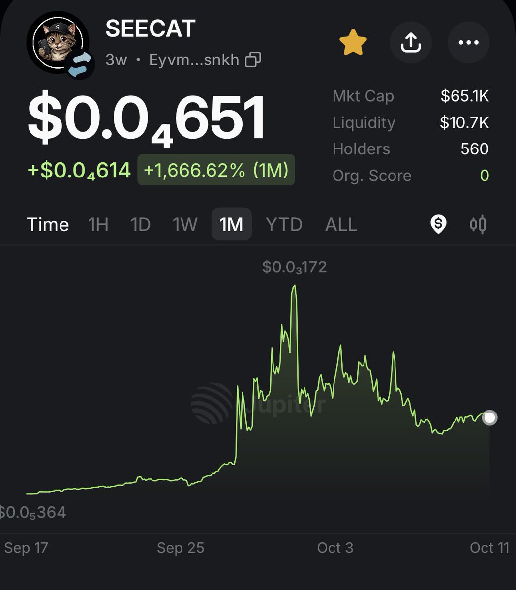 Vlado8ovz's tweet photo. More holders joining the family every single day! 📈🐾
We just hit 560holders! The SEECAT pack is growing steadily, holding a strong $65.1K MC and proving that community organic growth is the real key to success.  
✨ More holders = stronger foundation
💸 More active Seekers = continuous $SKR payouts
Welcome to all the new holders! We build together! 💎🚀 @SeeCat_Update @solanamobile