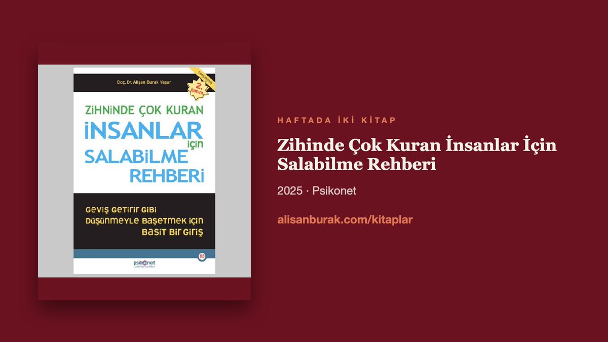 alisanburak's tweet photo. Dertleştikten sonra hafiflemek yerine yoruluyor musunuz?
Zihinde Çok Kuran İnsanlar İçin Salabilme Rehberi (2025 · Psikonet)
https://t.co/od5dh3taKM
Bu içerik tanı ya da tedavi tavsiyesi değildir. #kaygı #ruminasyon https://t.co/MeqLtk2eYS