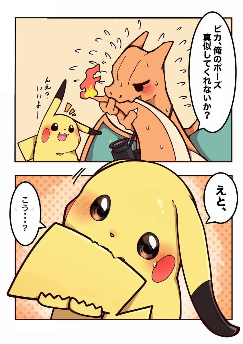 apuchimarudesu's tweet photo. 『容量がなくなるまで撮った。』
　#ポケモン #リザピカ https://t.co/29yoiylHQy