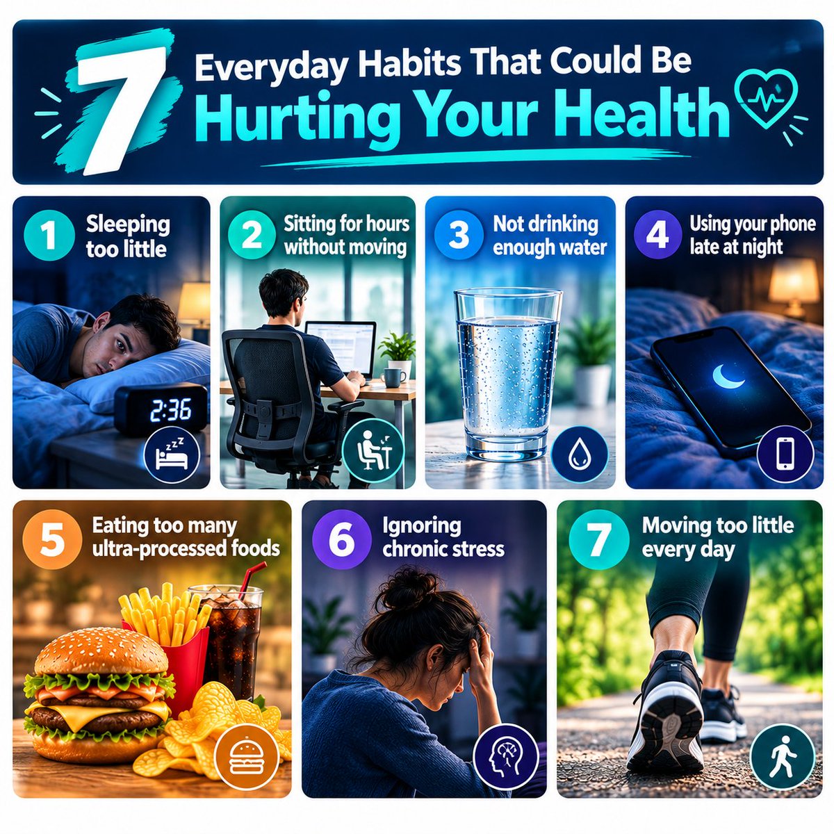 Oliver_coderx's tweet photo. 🚨 7 everyday habits that could be hurting your health.

Small changes today can lead to a healthier tomorrow. 🧠💙

Which habit are you working on improving?

#Health #HealthyHabits #Wellness https://t.co/fz6KMMoDrQ