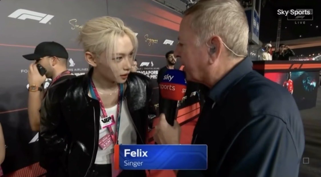 allymylife's tweet photo. とうとうskysportsに出てるピリ😆
『あれ？あれFelixじゃない？』
ってリポーターのおじさまが認知して、ナチュラルヨンボクにインタビューしててカッコいい流れ😍

私はこーゆうのが見たかった💯

FELIX F1 SINGAPORE GRAND PRIX
#FELIX_Formula1 
#FELIXxFerrari
@f1 @ScuderiaFerrari https://t.co/gTC8EPoiDN