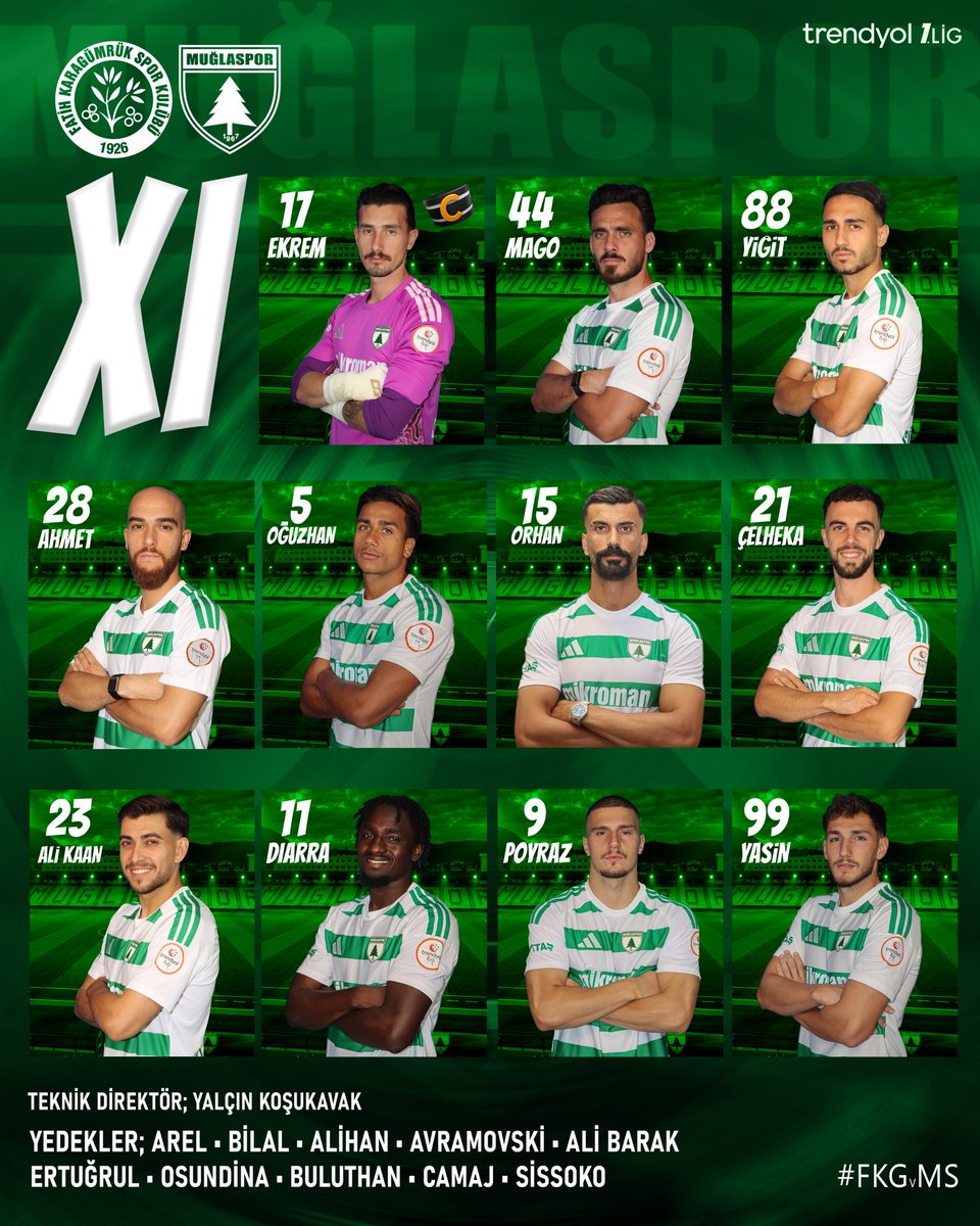 muglasporklb's tweet photo. Muğlaspor'umuzun, Mısırlıcomtr Fatih Karagümrük karşısında sahaya çıkacağı ilk 11; #FKGvMS https://t.co/3b0fk5RjnC