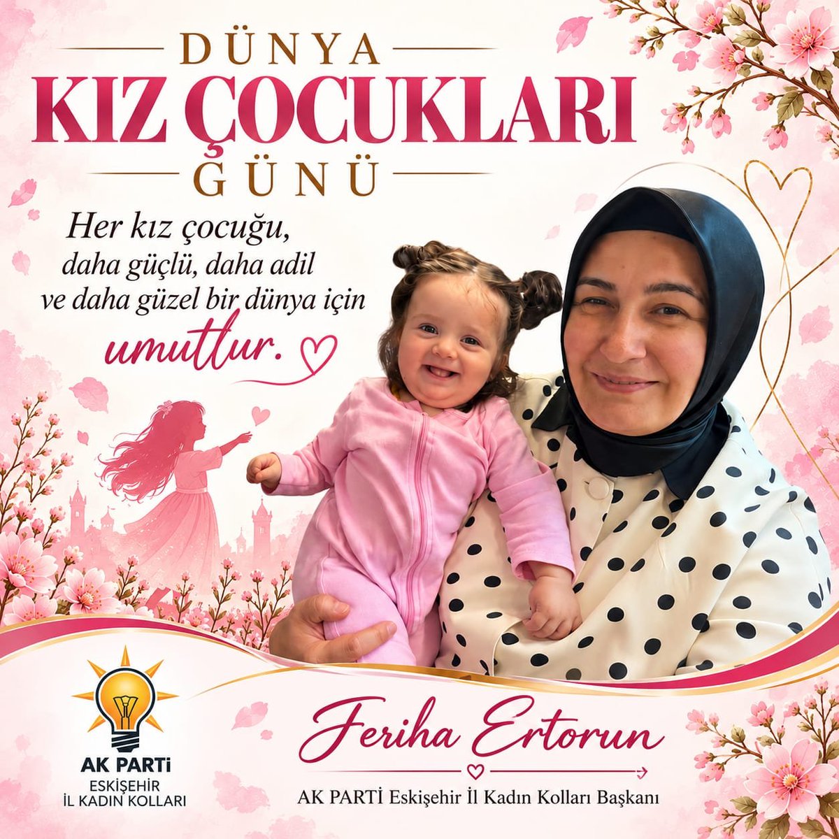 ferihaertorun26's tweet photo. Yaşamın tüm anlarında fırsat eşitliğinin sağlanması için çalışıyoruz.

Ülkemizin yarınlarının teminatı olan kız çocuklarımızı çok seviyor, onlarla gurur duyuyoruz.

11 Ekim Dünya Kız Çocukları Günü kutlu olsun. 💐 https://t.co/CpKfYEPiG4