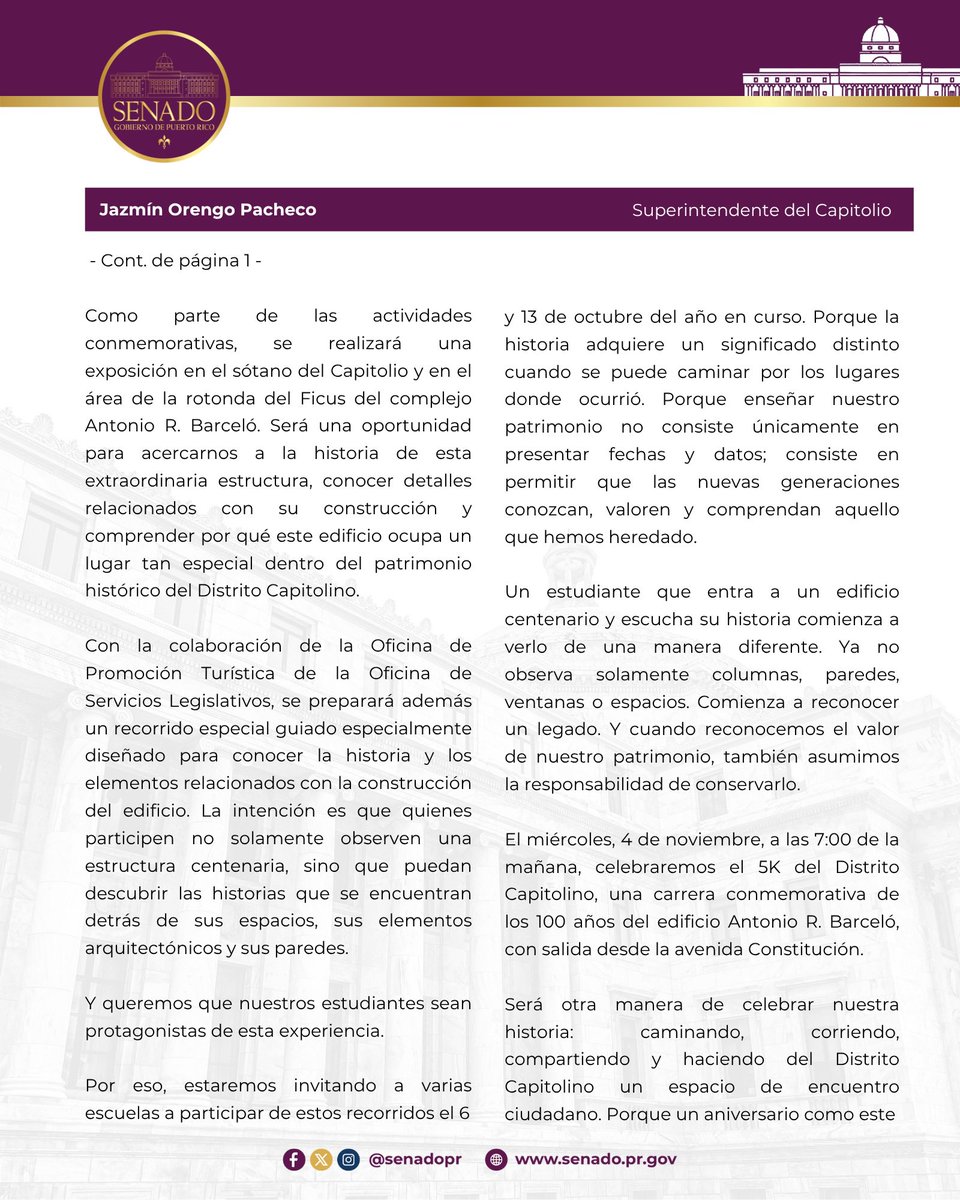 SenadoPR's tweet photo. En esta edición de 𝑷𝒆𝒓𝒔𝒑𝒆𝒄𝒕𝒊𝒗𝒂 𝑺𝒆𝒏𝒂𝒕𝒐𝒓𝒊𝒂𝒍, la superintendente del Capitolio, Jazmín Orengo, nos habla sobre la historia y el legado del edificio de la antigua Escuela de Medicina Tropical, que este año conmemora 100 años de historia. https://t.co/D5ByZdsnIc