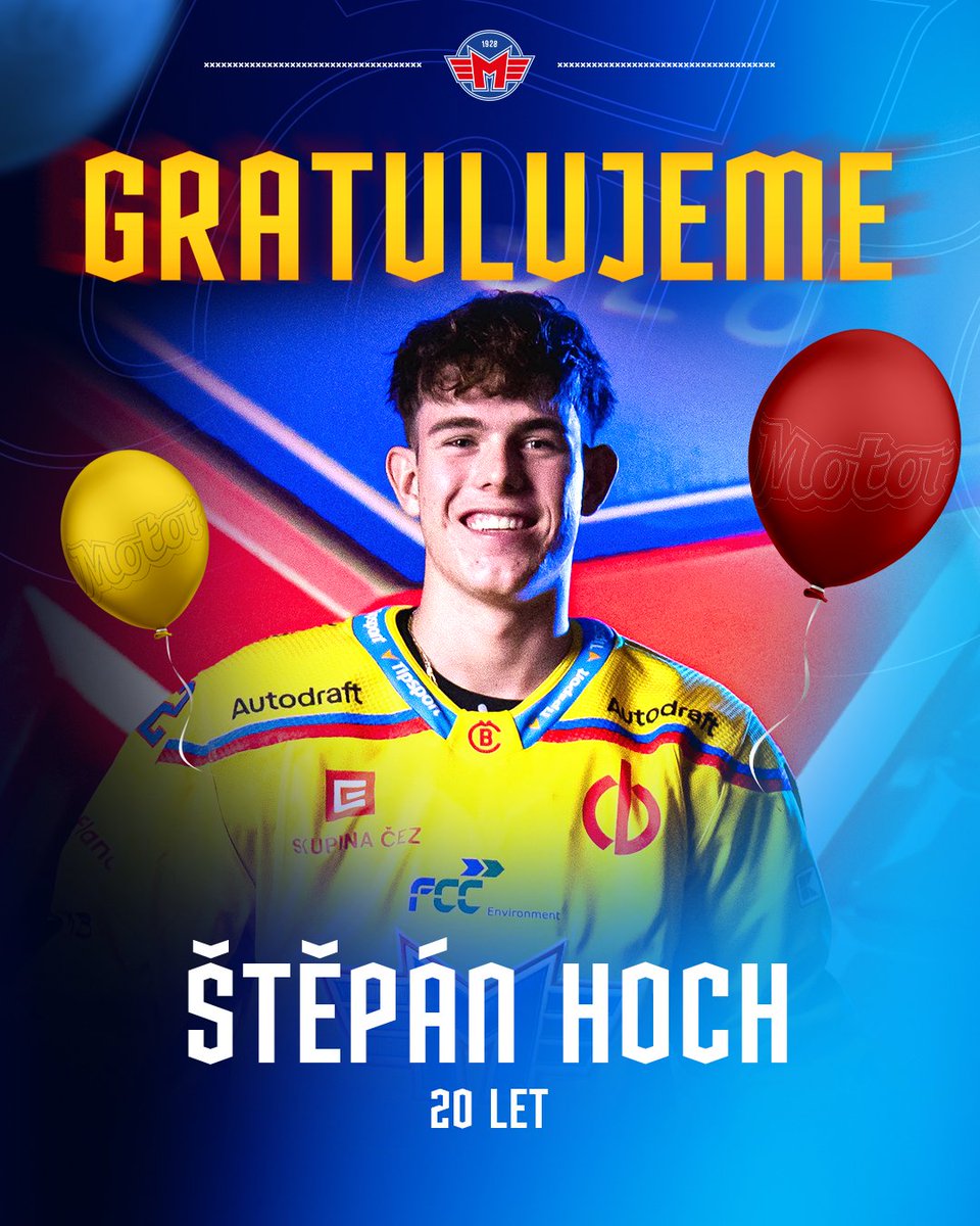 HC_Motor's tweet photo. 20. narozeniny dnes na ledě oslaví Štěpán Hoch! Přejeme všechno nejlepší 🥳 https://t.co/x6DnWxCyye