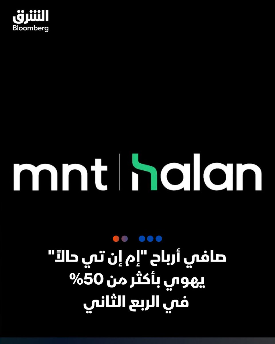 AsharqbEGY's tweet photo. 📉 أرباح "إم إن تي حالا" تهوي 50% في الربع الثاني

📍 تراجع صافي ربح "إم إن تي تك القابضة للاستثمارات المالية" إلى 398.7 مليون جنيه على أساس سنوي، مع انخفاض إيرادات النشاط 15% إلى نحو 2.55 مليار جنيه، وارتفاع تكاليفه إلى 2.64 مليار جنيه مقابل 2.01 مليار في نفس الفترة من العام الماضي

📍 رغم ذلك، صعد صافي الربح في النصف الأول 20.7% إلى 910.3 مليون جنيه، وارتفعت الإيرادات 20.9% إلى 9.68 مليار جنيه.

📍 ونما نصيب السهم من الأرباح الأساسية في النصف الأول بنحو 4% إلى 0.53 جنيه.

🔴 تابعوا الشرق بلومبرغ للمزيد
