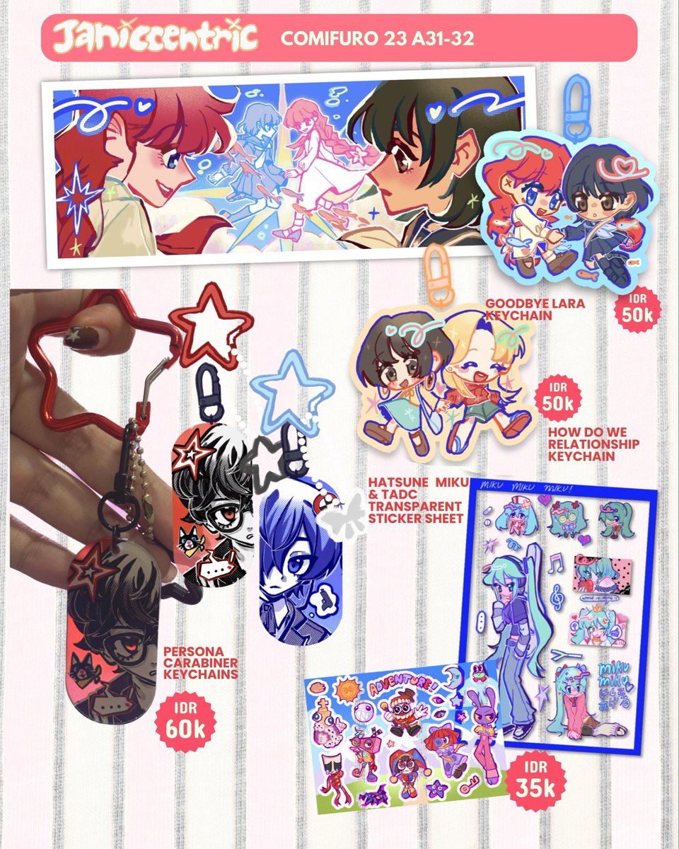 janiccentric's tweet photo. [🔁/❤️ appreciated!🫶🏻]
opening my pickup pre-orders for  #comifuro23 #cf23 🦞🦞🦞

🍥PO duration: 11/10 - 17/10
🍡PICKUP CF23 booth A31-32
🍤tgswiiwagaa, sayolara, how do we relationship, vocaloid, persona, love bullet, originals
⛓️‍💥form in replies

[1/2] #comifuro22catalogue https://t.co/9j4cafMJrt