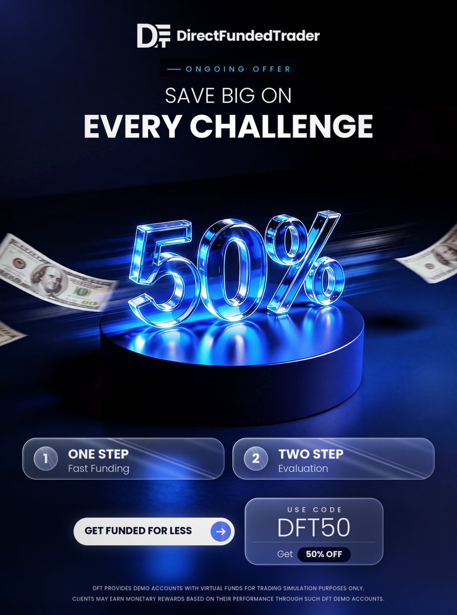 Direct_Funded's tweet photo. 🚨 50% OFF IS LIVE 🚨

Every challenge. One Step. Two Step. Zero reason to wait.

Code: DFT50

 Go get funded. 🔥

👉🏻 https://t.co/mcet0N9f4D https://t.co/huRWPfvEzm