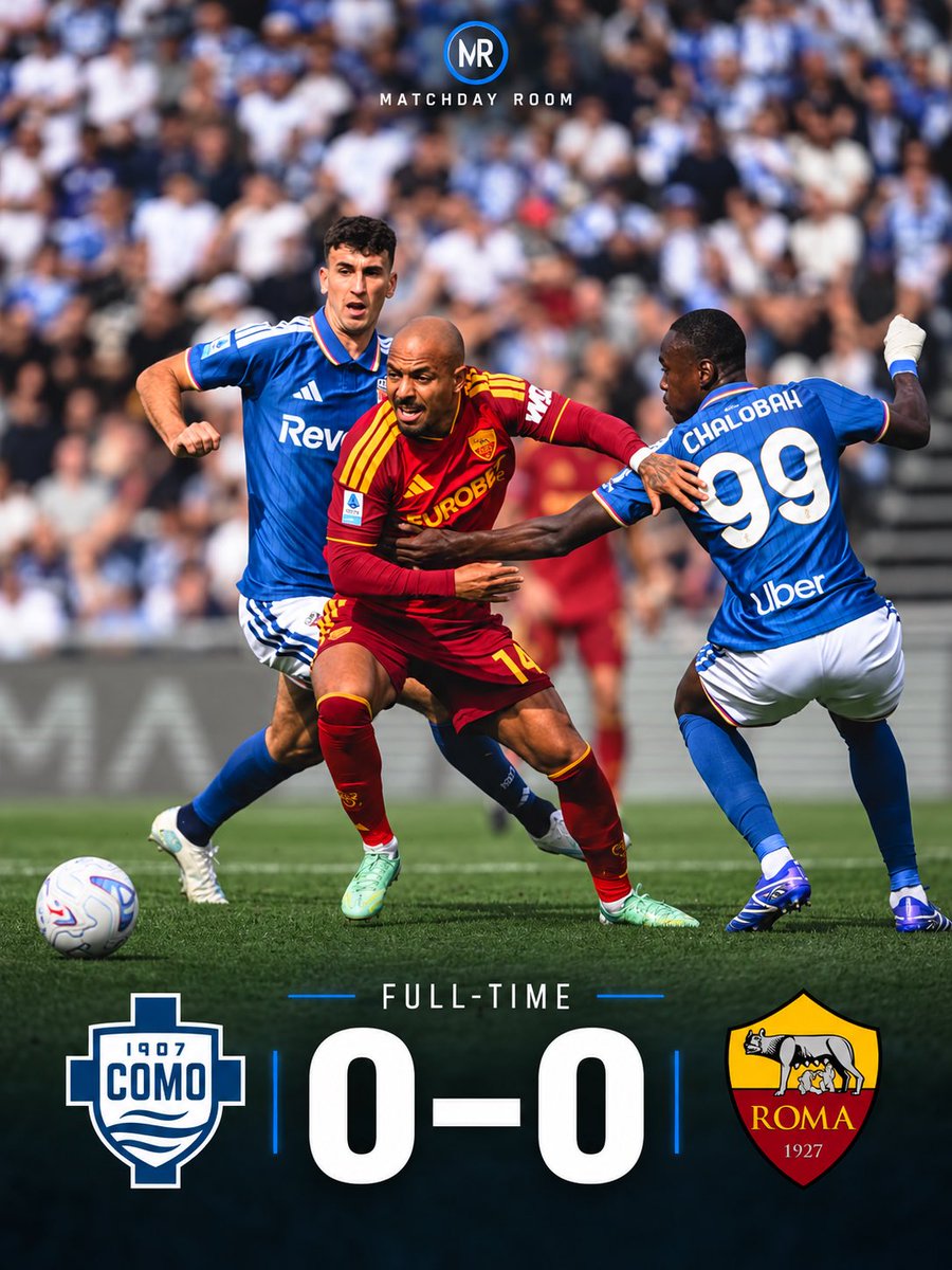 Josepintor80451's tweet photo. ⏱️ FULL-TIME: COMO 0–0 ROMA ⚽🤝

Roma hold on with ten men after Donyell Malen’s 53rd-minute red card, while Como couldn’t find the breakthrough. 🔴🧱

📉 Roma drop to 2nd with 14 points.
🔵 Como remain 6th with 11 points.
📊 Standings as they stand after today’s draw.

A point earned for Roma or an opportunity missed for Como? 👀👇