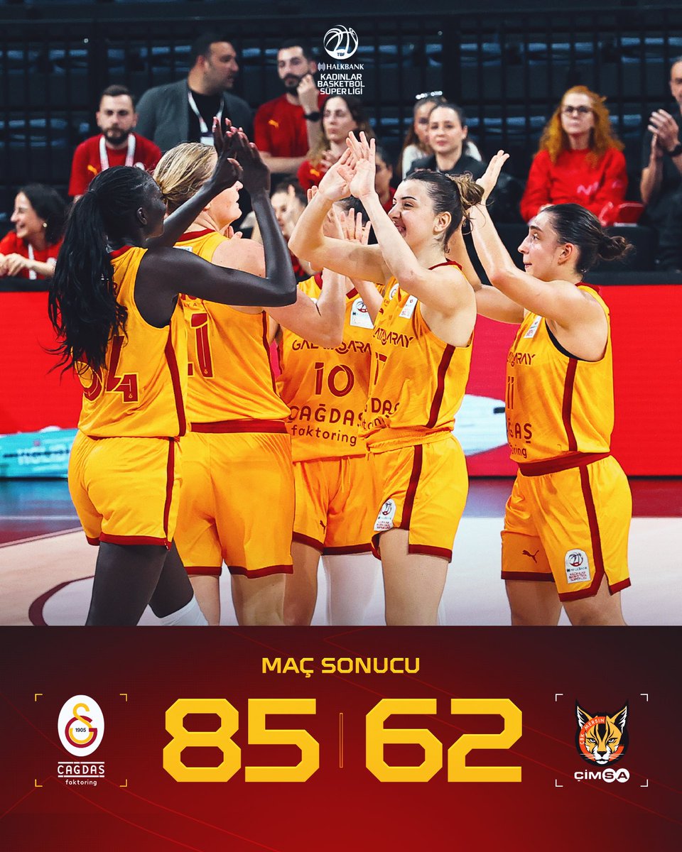 KadinBasketGS's tweet photo. 🦁 Sinan Erdem'de İlk Maç İlk Galibiyet! 💛❤️

Maç Sonucu | Galatasaray Çağdaş Faktoring 85-62 Çimsa ÇBK Mersin

#SarayınSultanları 👑 https://t.co/bDhbcAtpt8
