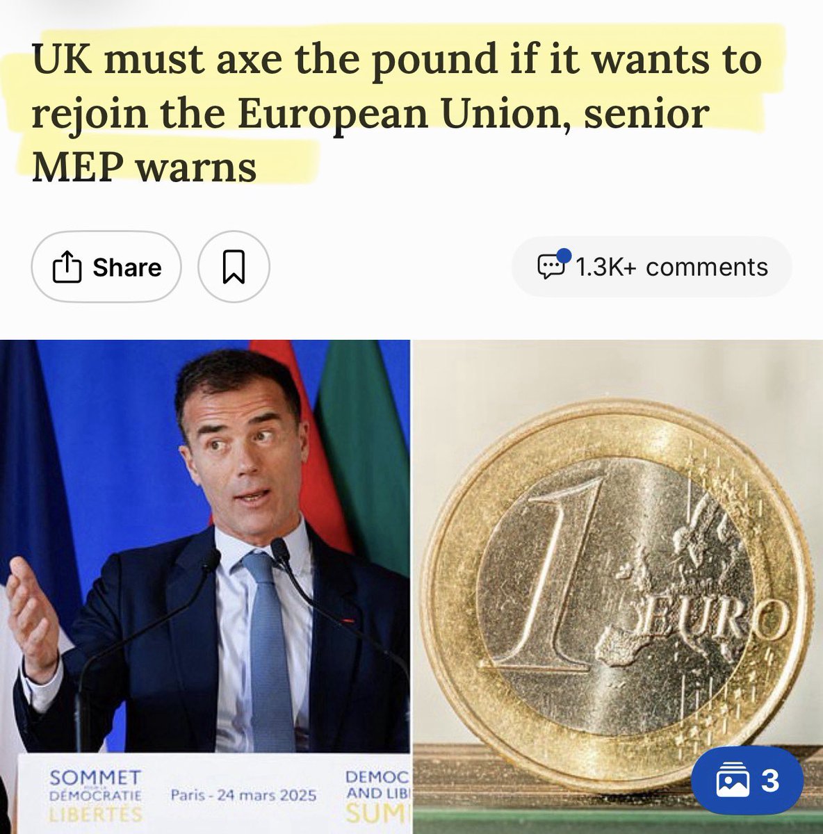 Artemisfornow's tweet photo. Bit by bit! That’s how you destroy National identity.

First influence their laws, then their borders, call their traditions racist, then dismantle sovereignty, then teach people to hate their own country, then Shut up anyone who complains …. And finally take their currency.

The British pound has survived for 1,250 YEARS! It is the oldest currency still in use in the world! It’s defines Britain.

So of course the news trickles out from the EU that Britain must surrender Sterling to rejoin.

Not one bullet has been fired but Andy Burnham could surrender what’s left of this nation for socialist globalism that you would never agree to. 

I hope you’re paying attention.