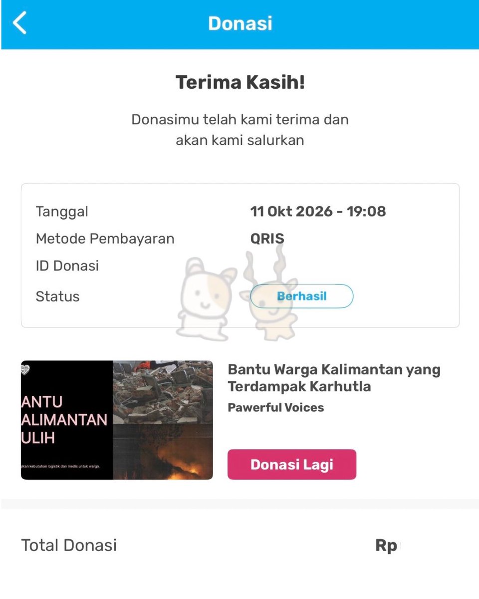 evanngobrol's tweet photo. halo semuanyaa! melihat situasi kebakaran hutan yang terus berlanjut, kami merasa perlu untuk ikut ambil bagian. dan bantuan sekecil apa pun sangat berarti saat situasi darurat seperti ini.

hari ini, team evanngobrol menyalurkan donasi via Kitabisa & Greenpeace atas nama EVAN AND EVER INDONESIA, untuk membantu kebutuhan warga terdampak sekaligus mendukung operasional tim cegah api. 

semoga kontribusi kecil ini bisa membawa manfaat, meringankan beban warga, dan melancarkan tugas tim di lokasi! 🩷
