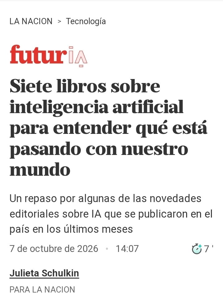 FerrarelliM's tweet photo. El libro rojo de la IA dentro de la lista de @chulkinet para entender qué está pasando con nuestro mundo. Junto al de @FlaviaCostaTW y el de @Ladob

Gracias Juli por la lectura atenta :))

Nota completa aquí 👇🏼👇🏼

@yamilagold
@LaiaLab_

https://t.co/bN7zlTxVqr https://t.co/zRU0SYQRtu