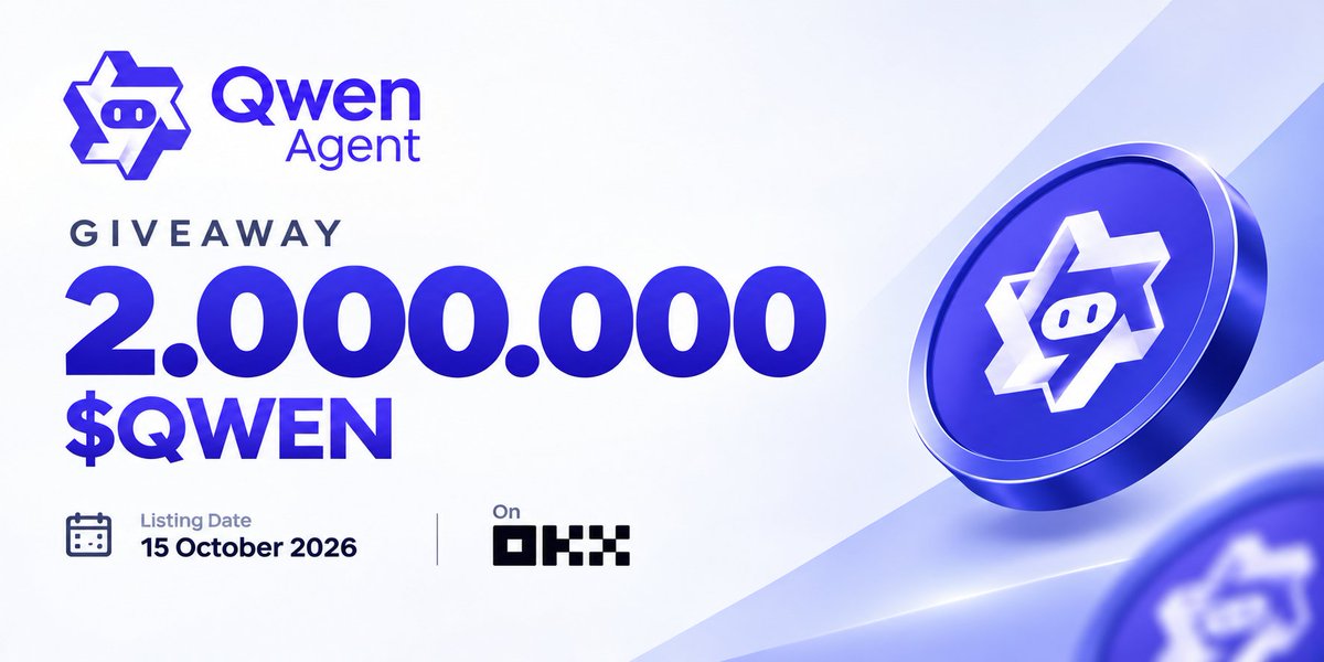 QwenagentBSC's tweet photo. 🚀 2,000,000 $QWEN 赠送活动 💜

上线：2026年10月15日，登陆 OKX 🔥

参与方式：
✅ 关注本账号
❤️ 点赞
📌 转发置顶推文
💬 评论留下您的 BNB 地址

切勿错过！ 🤖💎

#QwenAgent #QWEN #AI #Crypto #Giveaway https://t.co/b12iO2TLL4