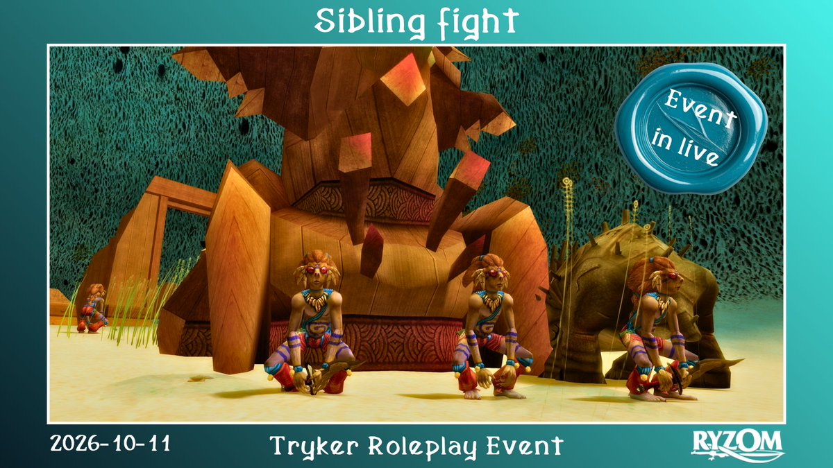 Ryzom's tweet photo. A stolen relic. The Cuzans accuse the Tryker. Who's telling the truth?
Join SIBLING FIGHT, an RP & PvE event in #Ryzom!
๐
Oct. 11 | ๐ 19:00 UTC (21:00 CEST)
๐ In-game, Avendale Stables
๐ฎ All levels welcome!
The truth awaits you on Atys.
#RyzomRP #MMORPG https://t.co/d0gBoVR1N0