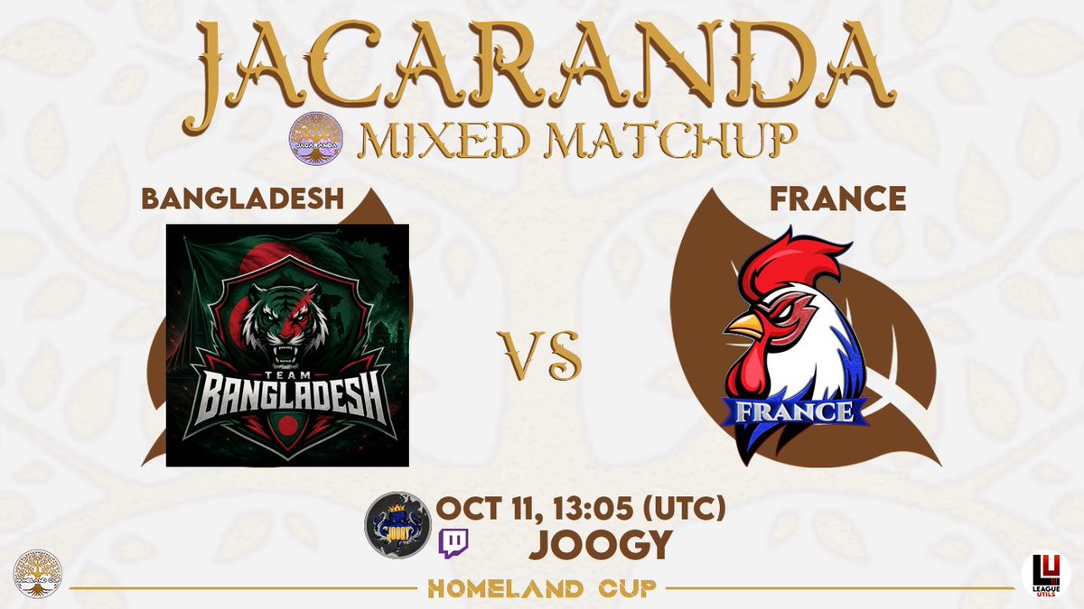 HomelandCup's tweet photo. 🔥 Match day! 🔥

🇧🇩 BANGLADESH 🆚 FRANCE 🇫🇷 

🕒 13:05 UTC — Don’t miss it! 🍿 

🇫🇷 FR - https://t.co/PF47UicVmN

#Jacaranda 🌍🏆

🇮🇩 INDONESIA 🆚 FRANCE 🇫🇷 

🕒 14:15 UTC — Don’t miss it! 🍿 

🇫🇷 FR - https://t.co/PF47UicVmN

#Basilicum 🌍🏆 https://t.co/mhNyunrgc2