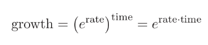 kj4dh4v's tweet photo. In e^x,  x = rate * time. so e^3 can mean two things:
- 100% growth in 3 years
- 300% growth in 1 year. https://t.co/Mfaw9Hpp1M