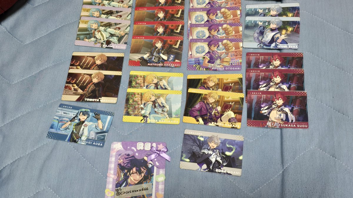kikix88's tweet photo. 譲渡/交換
あんスタ カードダス N
求:チトセ(コンプ目的)零 燐音or定価＋送料
譲:日和 ジュン 茨 凪砂 北斗 真緒 スバル 真 創 友也 つむぎ 夏目 宙 アドニス 薫 晃牙 泉 司 凛月 颯馬 敬人 紅郎 維吹 弓弦 英智 渉 桃李 ひなた ユメ カンナ エス みか 一彩 マヨイ 藍良 HiMERU 奏汰 鉄虎 翠 忍 千秋 https://t.co/kitB1Xp0Q1