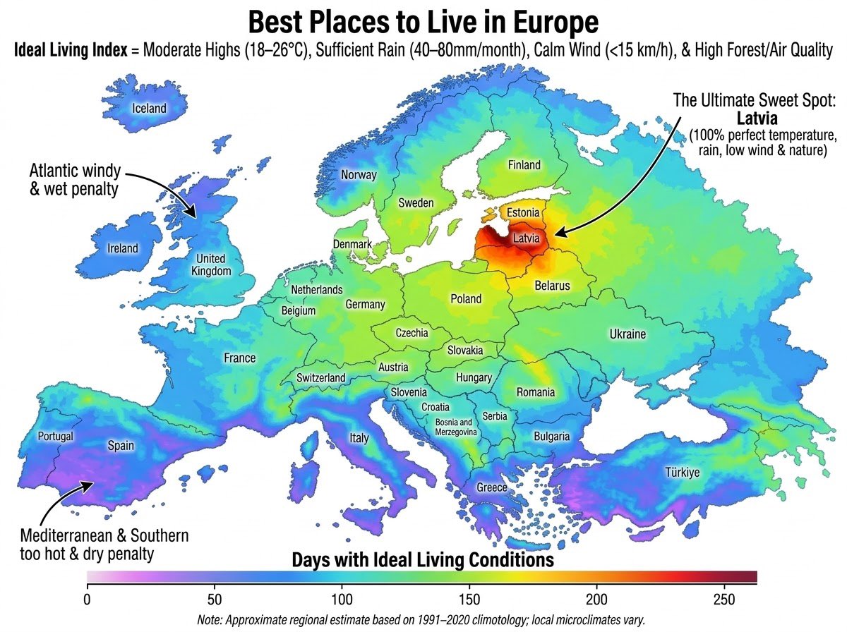 DavidsZalans's tweet photo. The best areas to live in Europe. https://t.co/yoaGOzFfBq