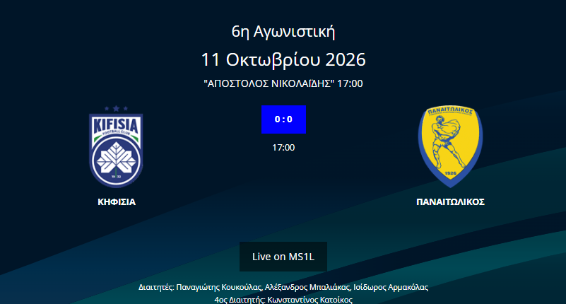 Super_League_GR's tweet photo. Δείτε τις συνθέσεις του αγώνα Κηφισιά-Παναιτωλικός
➡️ https://t.co/xl4wQzFcA5

Διαβάστε εδώ την προαναγγελία του αγώνα
➡️ https://t.co/JGlrTzCnVT

#slgr #StoiximanSuperLeague #MD6 #kifpan #KifisiaFC #Panetolikos #Stoiximan https://t.co/OH8NueSI9M