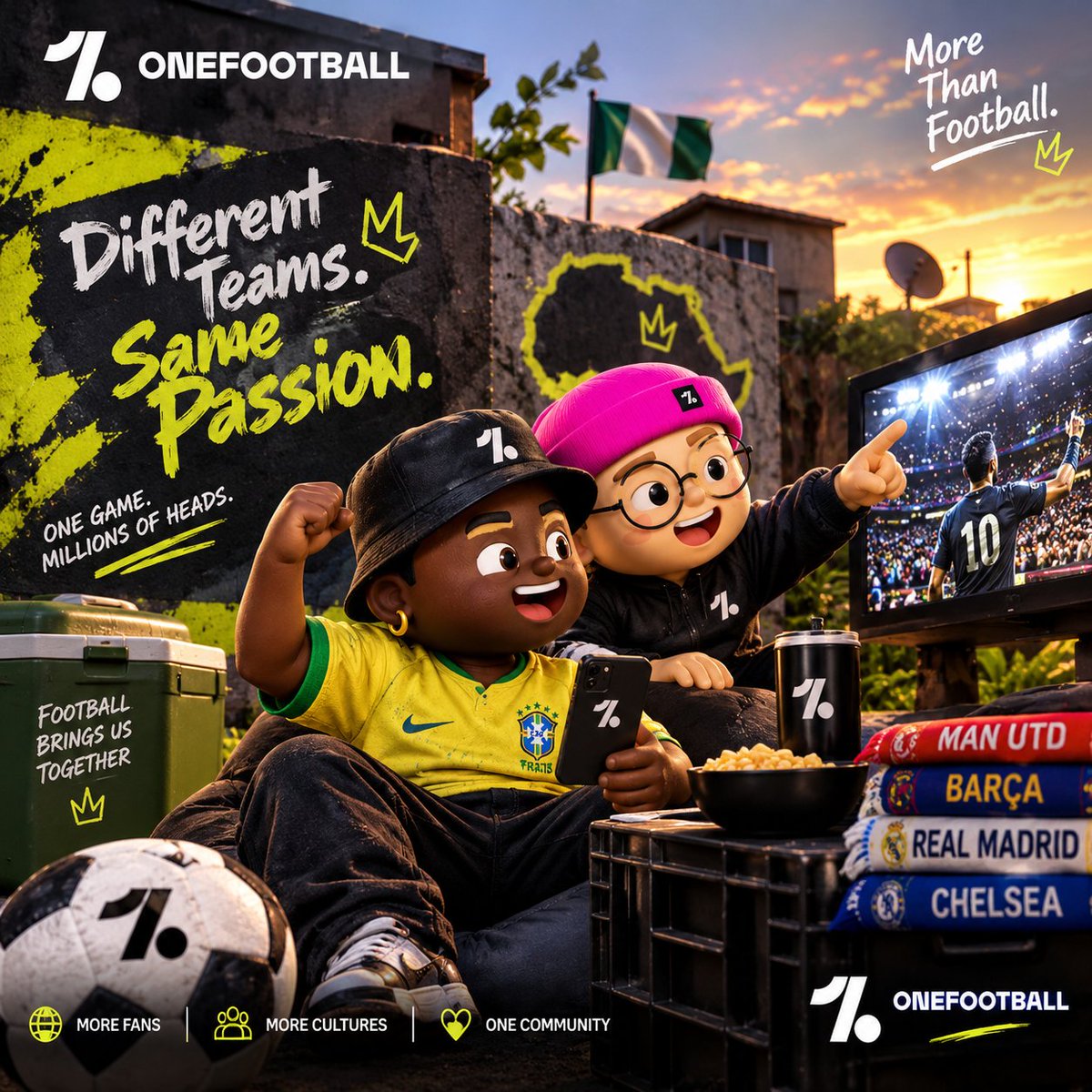 Haroyalty202's tweet photo. @OFC__Africa ๐ณ๐ฌ Different teams, different colours, one passion! โฝ๐ฅ We may rival for 90 minutes, but football unites us forever. ๐โค๏ธ More than a game, it's a family! @OFC__Africa #OneFootballHeads #CreativeSunday https://t.co/HKXYgPIg8J