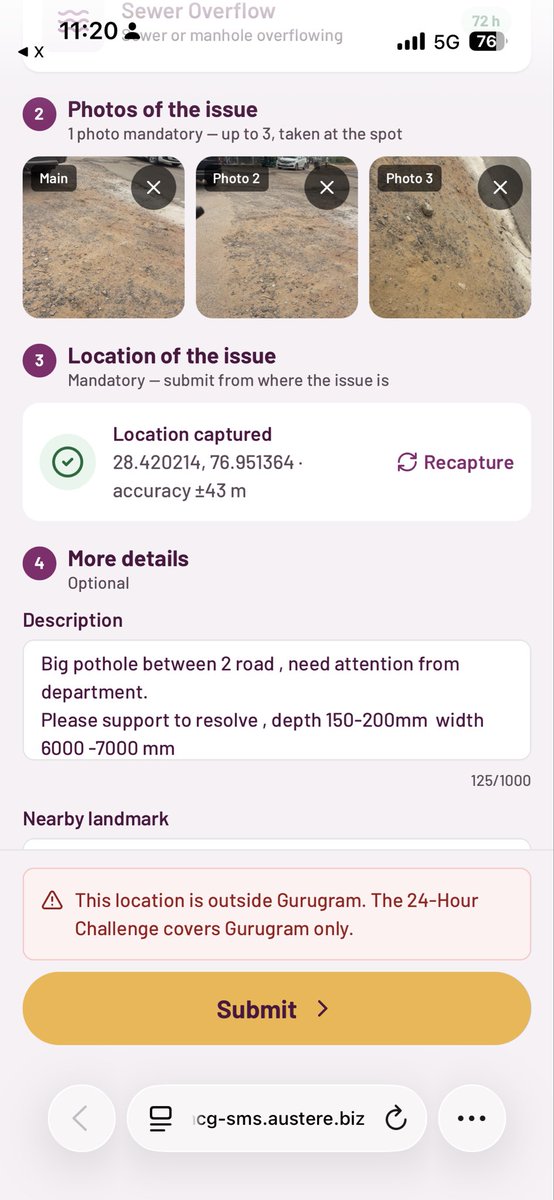 RTomer92's tweet photo. @GauriSarin @CAQM_Official @moefcc @CPCB_OFFICIAL @PIB_India @ILoveGurgaon_in @cmohry @MCManesar @DC_Gurugram Sec 89 location is marked outside of gurugram.😕 https://t.co/rd5wHvVUKD