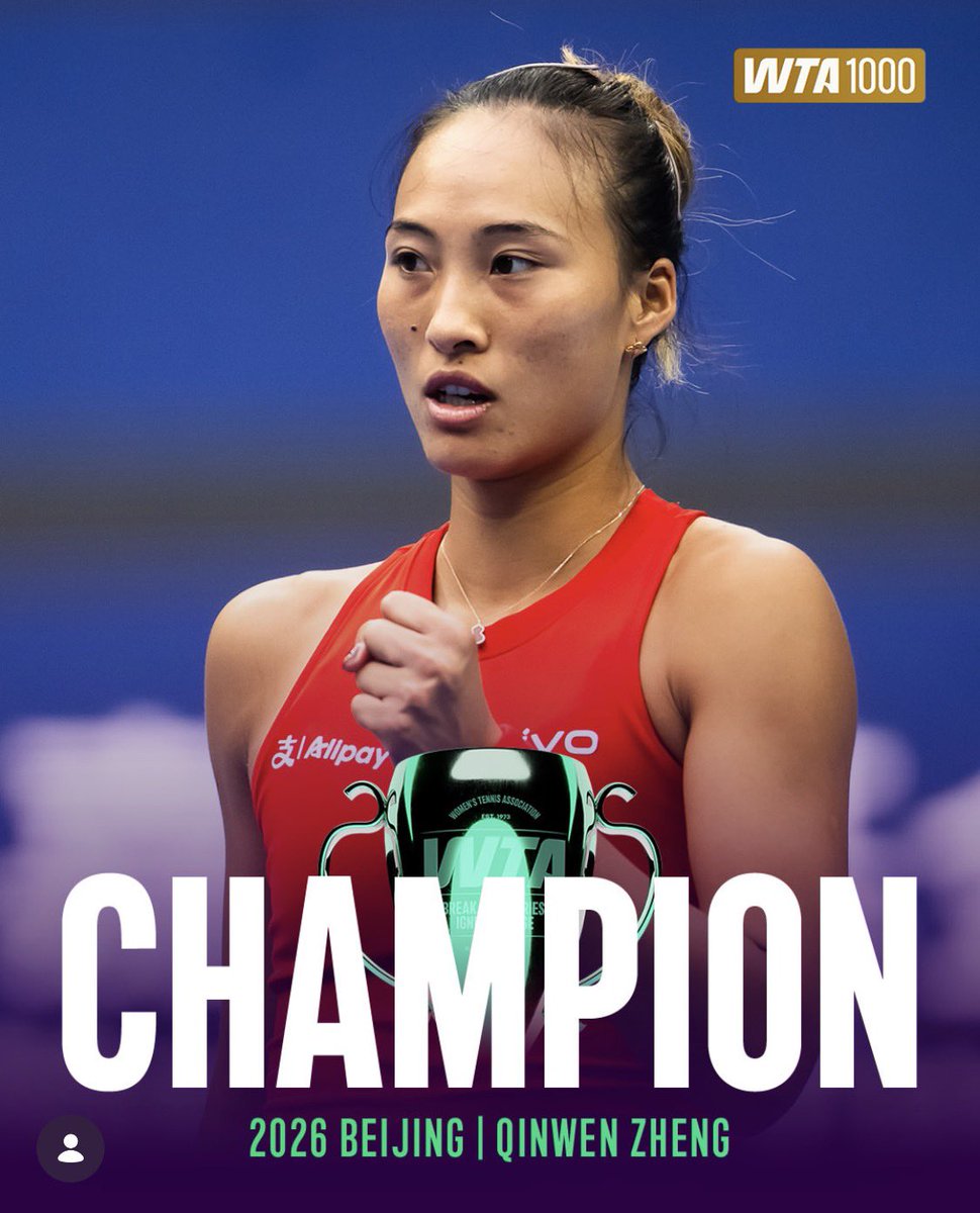markecean's tweet photo. Oh wow! Qinwen Zheng just won the beijing open. She’s really back! Good for her!🤩

#beijingopen2026 https://t.co/LpJjZW0CZe