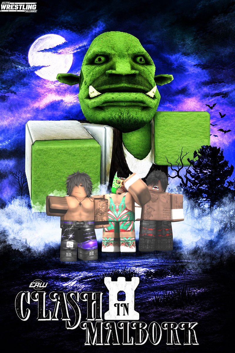EAWRBLX's tweet photo. We're just 2 weeks away from Clash in Malbork in Poland!
So we present to you the OFFICIAL SHOW POSTER!

Featuring: Shrek Komolon (Poland's own), Flame Farryn, Gabriel Braxston and El Grande Americano Junior! https://t.co/M2oCce4nat