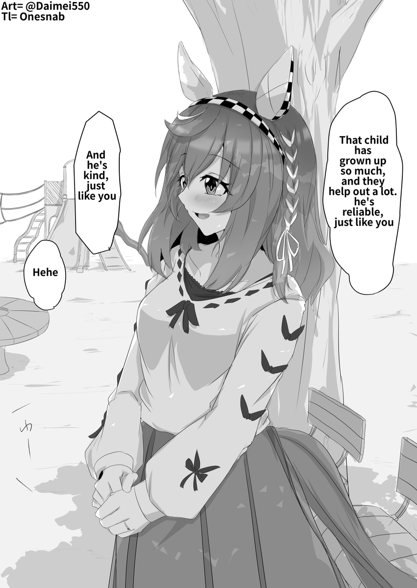 01s_nab23's tweet photo. Art by = @Daimei550 
TL:EN
"Family Planning Buena 
※Contains marriage depictions"
#ウマ娘 #Umamusume #ウマ娘英訳 #UmaTranslations https://t.co/0oInGwyE6z