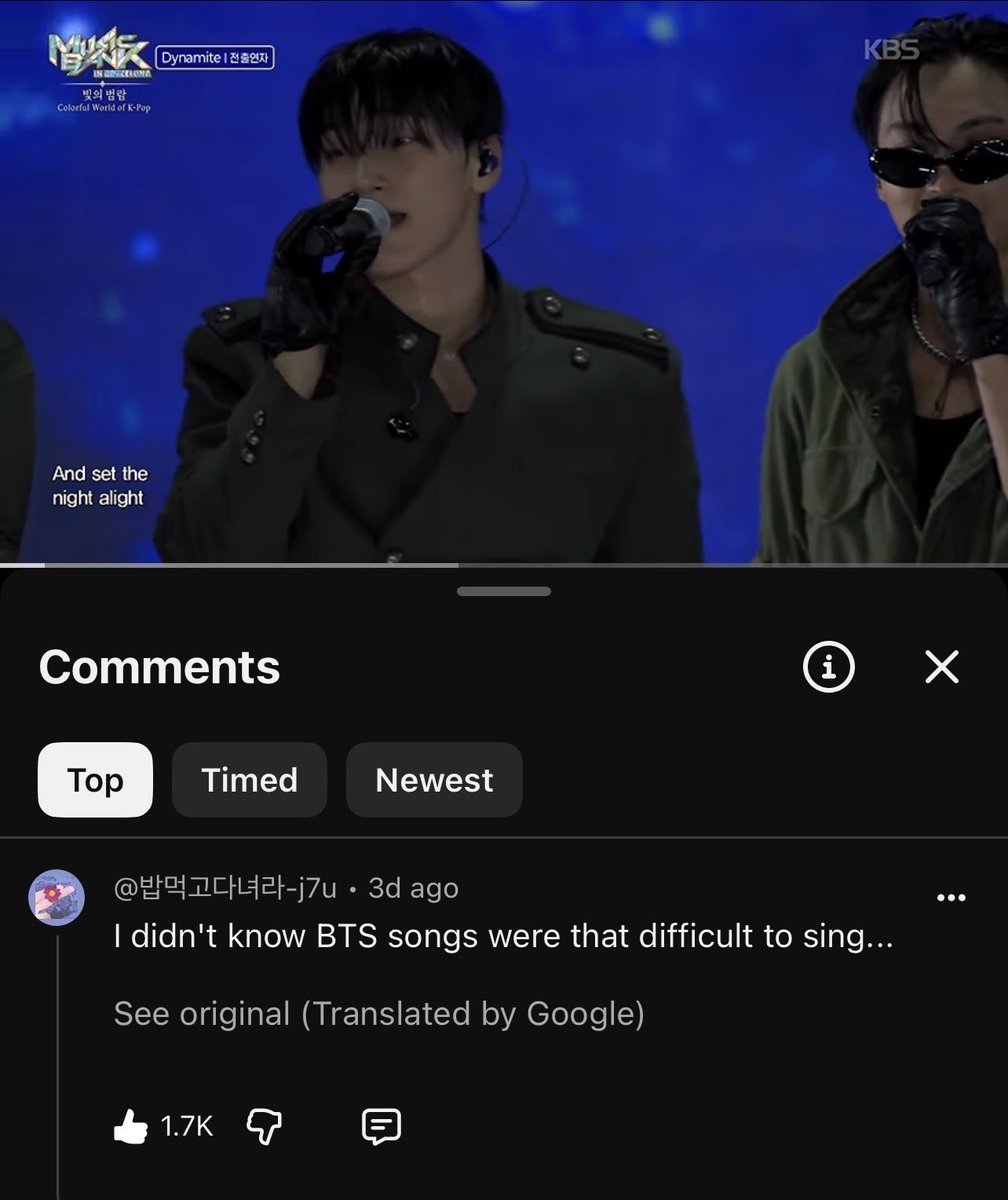 schiaparelliv's tweet photo. A bunch of kpop groups did a BTS dynamite cover , and  because of how badly they struggled to give a mediocre performance, knetz started praising BTS in the comments because their songs are hard to cover and how good they are Live😭😭😭😭 https://t.co/EBD5sDPm6A