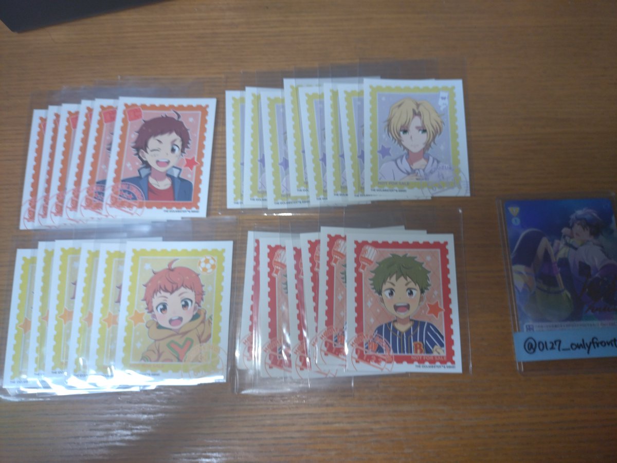 0127_onlyfront_'s tweet photo. 【交換】SideM アニメイト リメンバーショット リメショ 特典 切手風ステッカー
譲) 2弾:輝 圭 悠介 隼人 旬 玄武 幸広 次郎 クリス
(見づらいですが、最低でも6点はあります)
3弾:直央 類 漣 涼 雨彦 / 4弾:かのん (3,4弾は各1)
求) 4弾:翼 含む場合 1弾:龍 4弾:朱雀
もしくは 異種 英雄 翼 龍 朱雀 https://t.co/ZpN79dT6HR