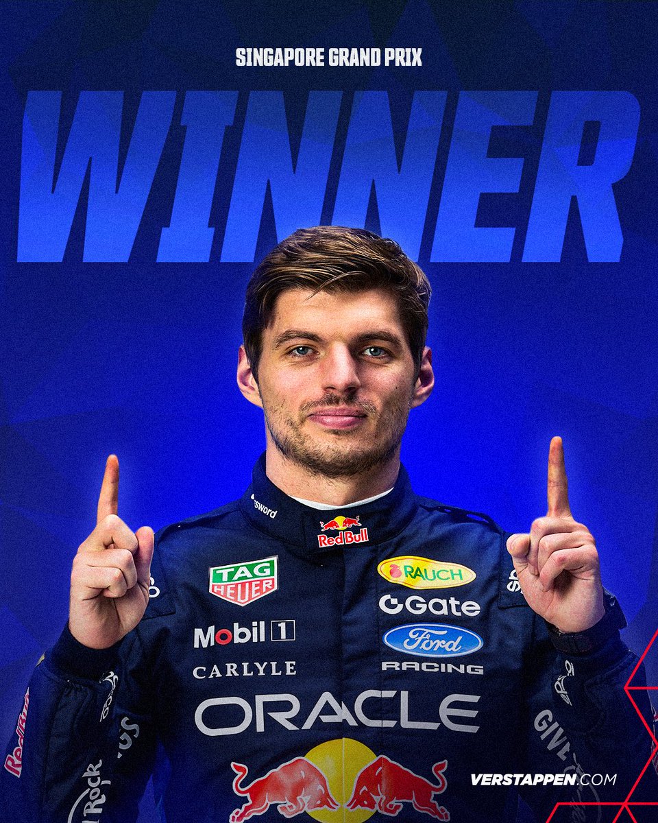 VerstappenCOM's tweet photo. 🏆 MAX WINS IN SINGAPORE!!! Taking victory at his 250th Grand Prix, at a track where he had never won before 👏👏

#SingaporeGP https://t.co/hCw62qHKvO