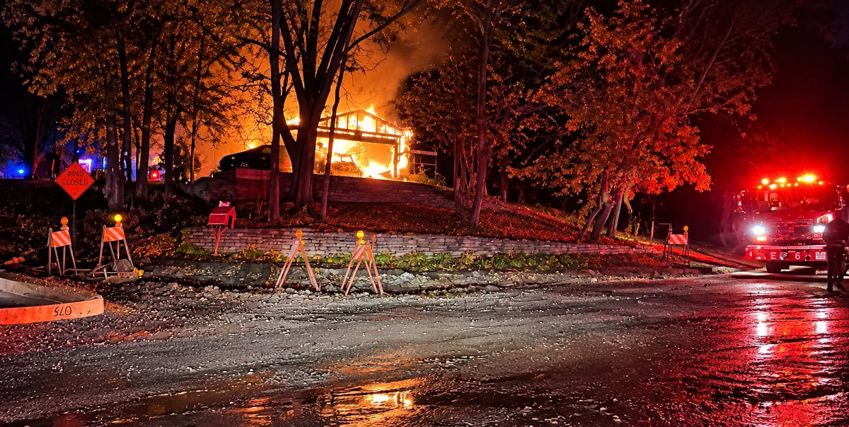 BFD_MN's tweet photo. Structure Fire early this morning - 8300 block of West Bush Lake Road. Crews arrived to find heavy fire showing from an attached garage, with extension to the home. One firefighter was evaluated, and the cause is under investigation. https://t.co/zIde0SqnF0