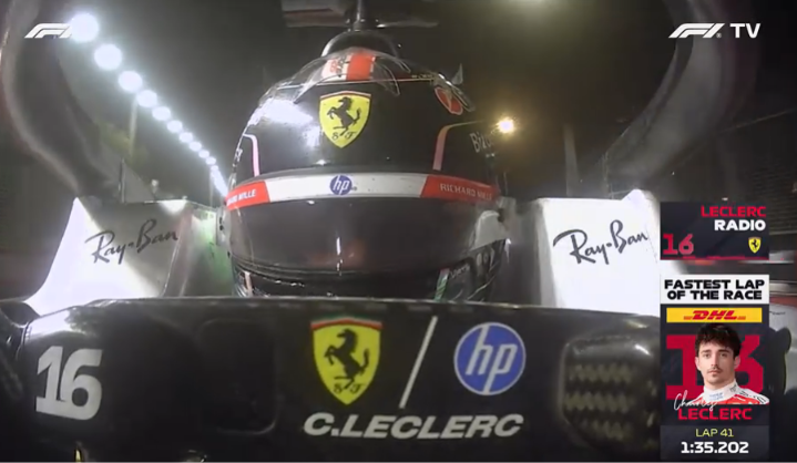 leclercsletters's tweet photo. "was a good race, we were just not fast enough. but good job on the strategy, it was a good call, at least we tried something different" https://t.co/tESzAqqAMq