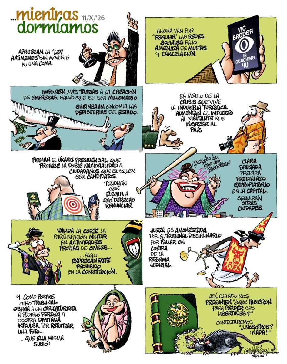 aracelibs's tweet photo. Qué doloroso el final de este cartón de @CartonCalderon

La normalización del retroceso institucional y la comodidad del conformismo convierten a los ciudadanos en cómplices pasivos de su propio destino: el autoritarismo. https://t.co/y00eAyBSkp
