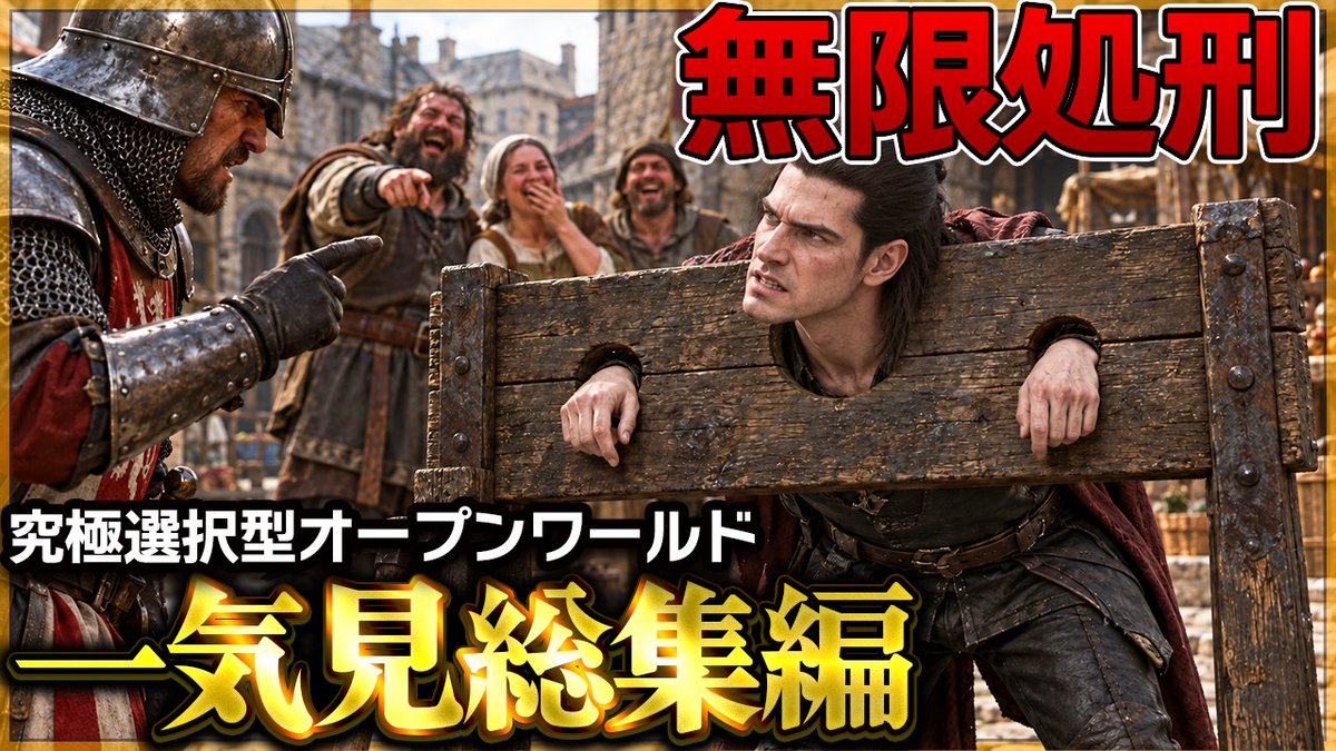 hinokabos's tweet photo. 【ドーンウォーカー動画投稿！】
処刑→悪行→処刑→処刑→悪行→処刑……

時間が命のオープンワールドで
晒し台に1日を捧げ
仲間の血を吸い
クーデターを引き起こし
惚れた女を盾にする

なぜか世界中から嫌われた男の一気見総集編！

初見の人もぜひ楽しんでくれ！
🎬 動画はリプ欄👇 https://t.co/GeovcjyuHI