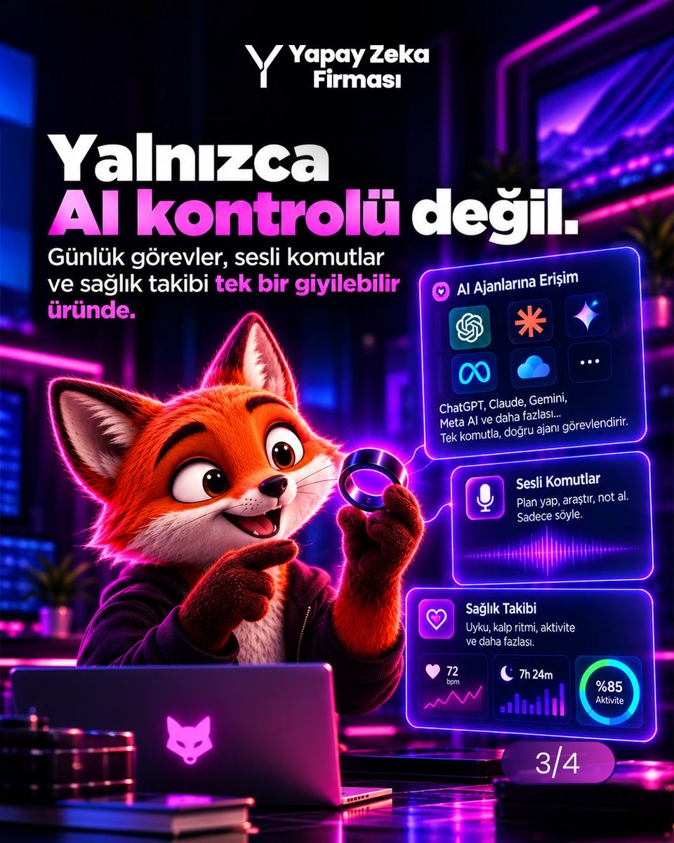 YZFirmasi's tweet photo. Yapay zeka ajanları artık sadece ekranda mı kalacak, yoksa gerçekten parmağımıza mı taşınacak? 💍🤖

Natura’nın tanıttığı Interface adlı akıllı yüzük;
sesli komutlar, sağlık takibi ve birden fazla AI ajana erişimi tek bir giyilebilir deneyimde birleştirmeyi hedefliyor.

Yani mesele artık yalnızca bir asistana soru sormak değil;
doğru ajanı, doğru anda, tek komutla görevlendirebilmek.

Geleceğin arayüzü gerçekten ekran olmak zorunda mı?
Yoksa sıradaki adım, yapay zekayı doğrudan günlük yaşamın içine taşımak mı?

Siz bu fikre ne diyorsunuz?

#YapayZeka #AIAgent #WearableTech #Teknoloji #AI #Gelecek #Innovation