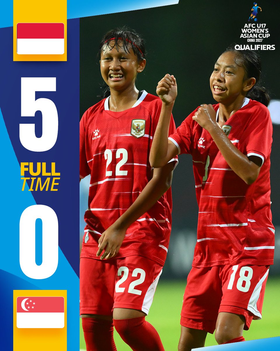 TheAWCL's tweet photo. 🇮🇩 Indonesia emphatically seal their #U17WAC Finals berth at the expense of 🇸🇬 Singapore as 🇸🇦 Saudi Arabia leave with a win in Qualifiers Group B! https://t.co/GIQFnFTjba