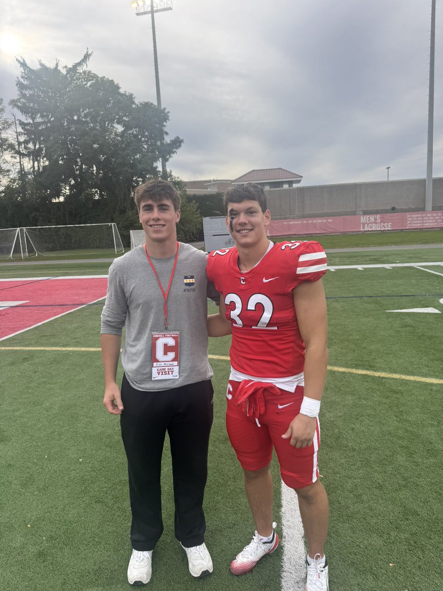 mccloud_finn's tweet photo. Had a great time @BigRed_Football yesterday.I loved the game day culture and campus tour.  Can’t wait to be back. Thank you @DanSwanstrom @Coach_Hatcher20 and @M_E_Miller for having me out! #YellCornell
Great catching up with @chase_calarco 

@pcquakersFB @CJYespelkis @CoachRickVenuto @PRZVicCastillo @CoachDShaw @PrepRedzonePA @sixstarfootball @NPCoachZim @PaFootballNews @PAPrepVarsity @247recruiting @247Sports